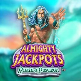 Almighty Jackpots – Realm of Poseidon casino game by Novomatic – featured logo at Fugu Casino